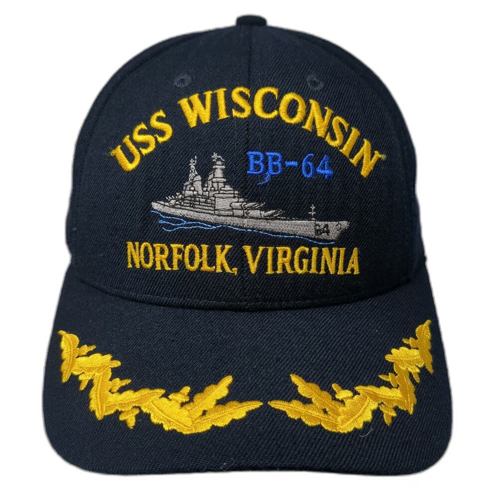 The Corps USS Wisconsin BB-64 Norfolk Virginia Blue Baseball Cap One Size Hat